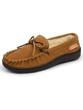 Women's Chestnut Suede Alpine Swiss Sabine Moccasin Slippers Shearling Shoes